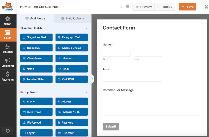 Editing contact form Editing contact form