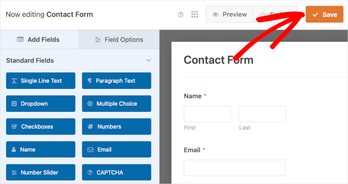 Saving your contact form Saving your contact form