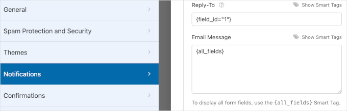 The Enable Notifications toggle in WPForms' Notifications section in the Settings panel The Enable Notifications toggle in WPForms' Notifications section in the Settings panel