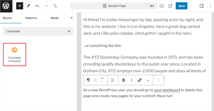 Charitable Campaign block Charitable Campaign block