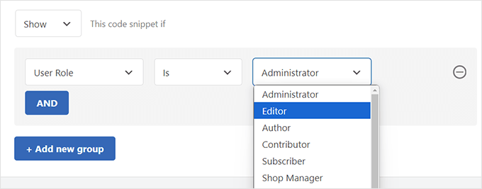 Choose user role Choose user role