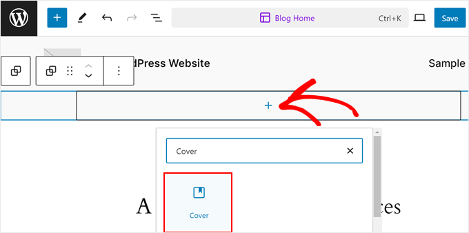 Adding a cover block to the group block in full site editor Adding a cover block to the group block in full site editor
