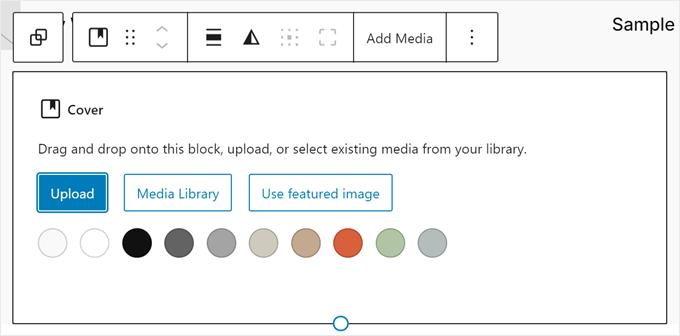 Uploading an image to the cover block in full site editor Uploading an image to the cover block in full site editor