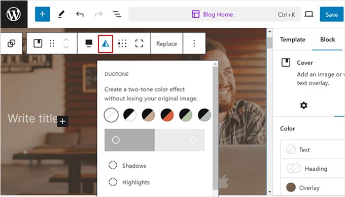 Changing the image duotone in full site editor Changing the image duotone in full site editor