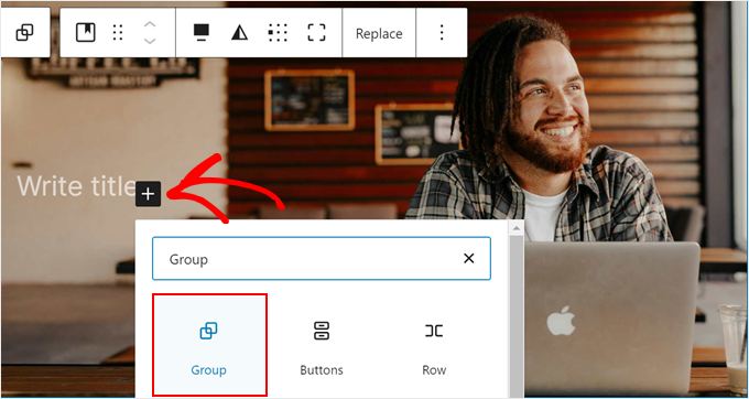 Adding a group block for the hero section content in full site editor Adding a group block for the hero section content in full site editor