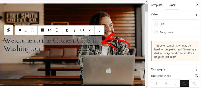 Writing and configuring the heading block in full site editor for the hero section Writing and configuring the heading block in full site editor for the hero section