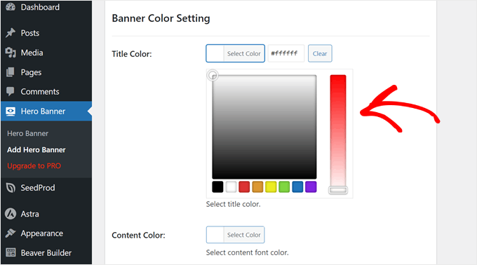 Changing the text color for the background image with Hero Banner plugin Changing the text color for the background image with Hero Banner plugin