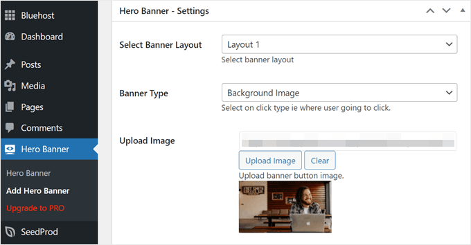 Uploading the hero image to the Hero Banner plugin Uploading the hero image to the Hero Banner plugin