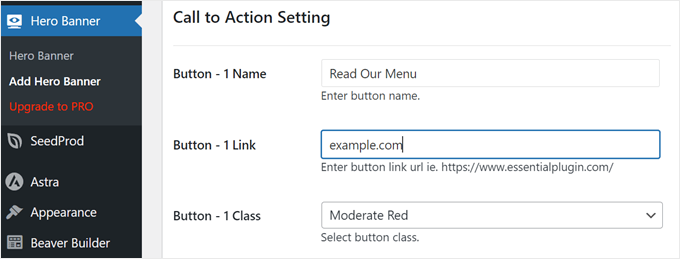 Adding a button link to the Hero Banner plugin Adding a button link to the Hero Banner plugin