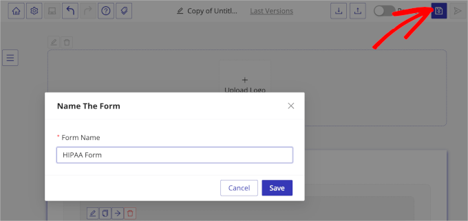 Saving the HIPAAtizer form Saving the HIPAAtizer form