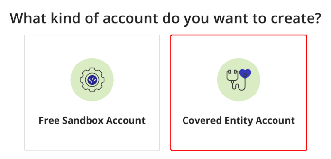 Covered entity account option Covered entity account option