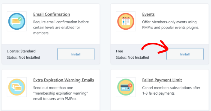 Instalar complemento de eventos