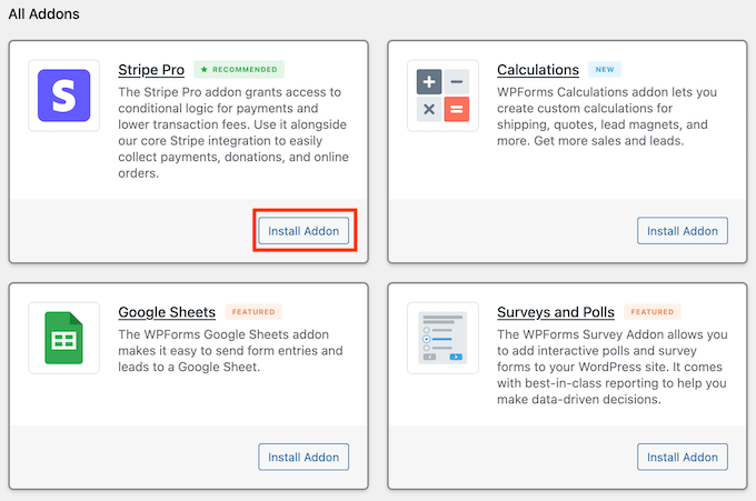 Install Stripe Pro WPForms Installing the Stripe Pro addon in WPForms