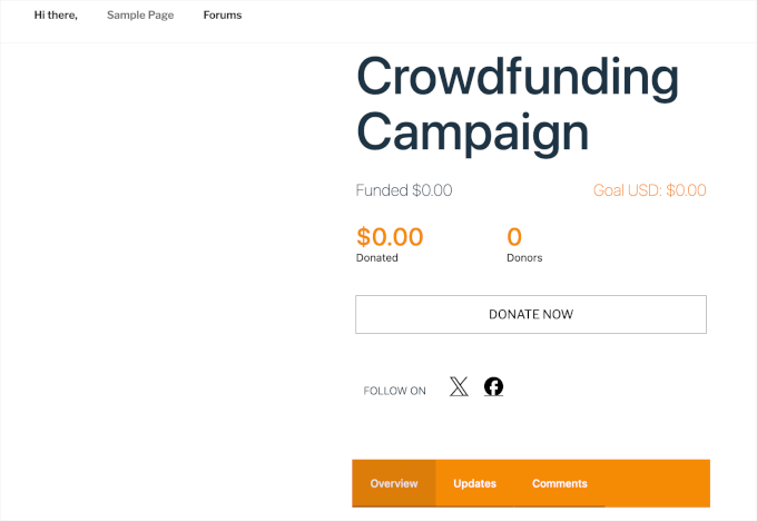 Charitable donation form on a live website Charitable donation form on a live website