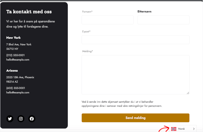 Weglot's language switch on a live website Weglot's language switch on a live website
