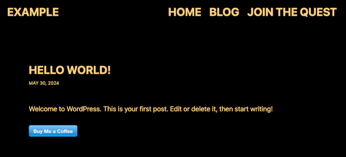 Buy Me a Coffee WP Simple Pay button on a live website Buy Me a Coffee WP Simple Pay button on a live website