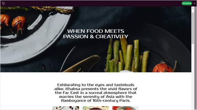 The SeedProd menu sales template The SeedProd menu sales template