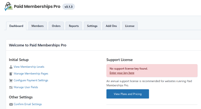 Panel de control de membresías pagadas
