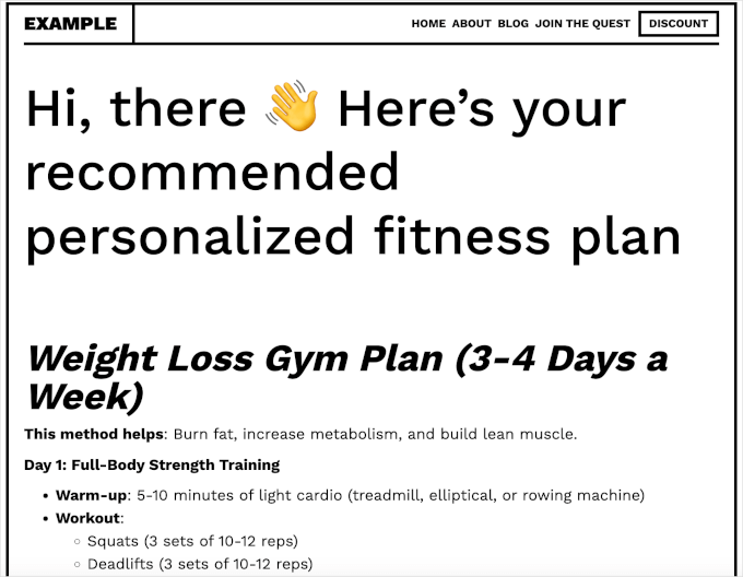 Redirect users to the recommended fitness plan page Redirect users to the recommended fitness plan page