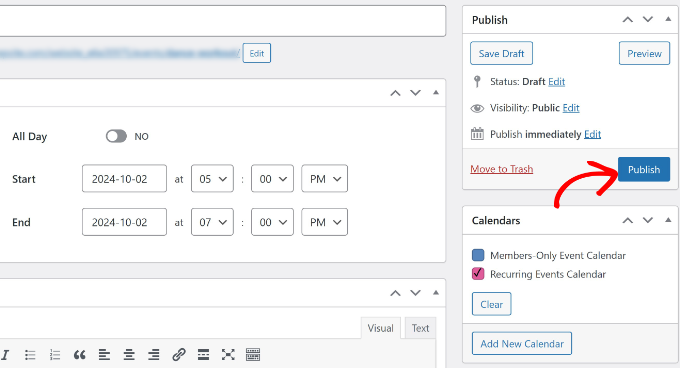 Publish recurring events Publish recurring events