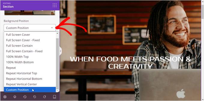 Changing the background position in SeedProd Changing the background position in SeedProd