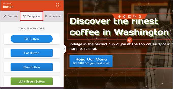 Changing the button style in SeedProd Changing the button style in SeedProd
