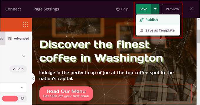 Saving changes in SeedProd Saving changes in SeedProd