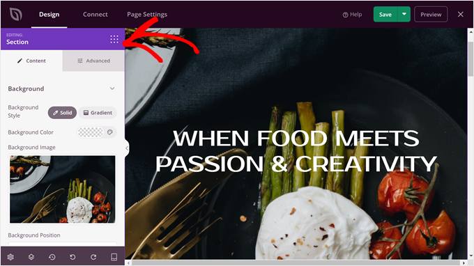 Selecting a section in SeedProd Selecting a section in SeedProd