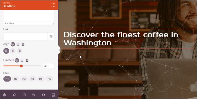 Customizing the text alignment in SeedProd Customizing the text alignment in SeedProd