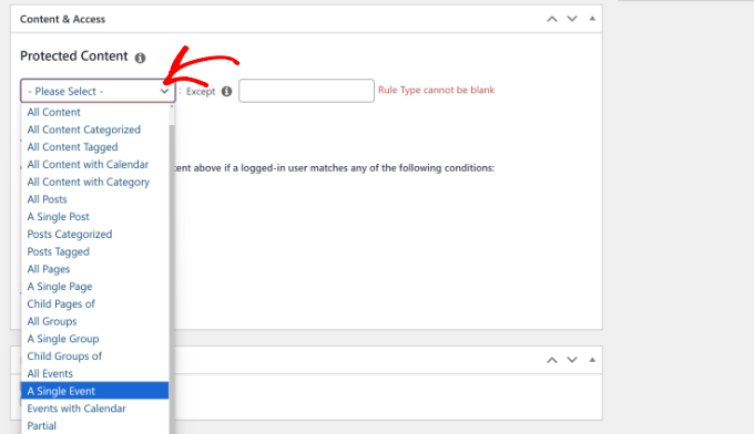 Seleccionar una regla de evento único