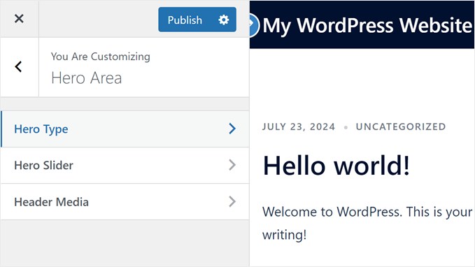 The Hero Area menus in Sydney theme The Hero Area menus in Sydney theme