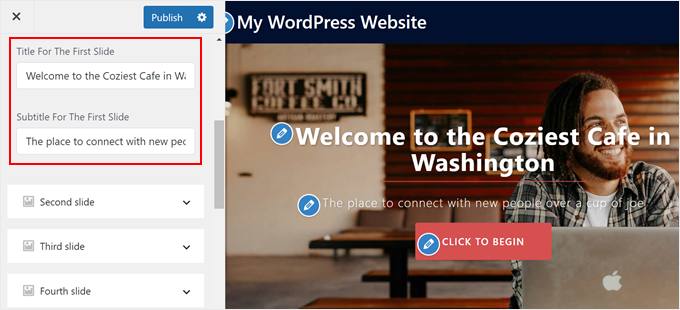 Adding a headline and subheadline to the hero slider in Sydney theme Adding a headline and subheadline to the hero slider in Sydney theme