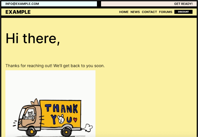 Thank you page example Thank you page example