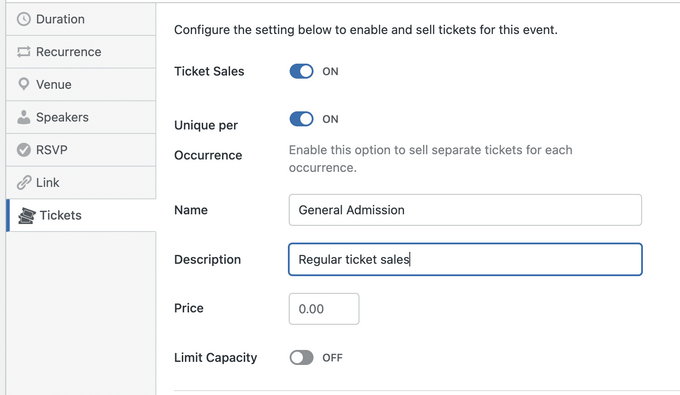 Enter event ticket details Enter event ticket details