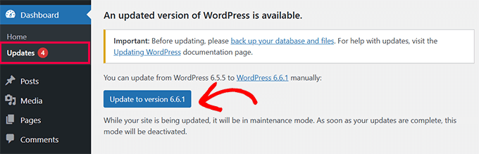Update WordPress core Update WordPress core