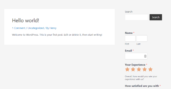 Survey widget Survey widget