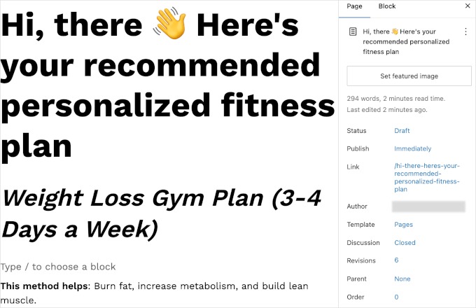 Drafting a fitness plan Drafting a fitness plan