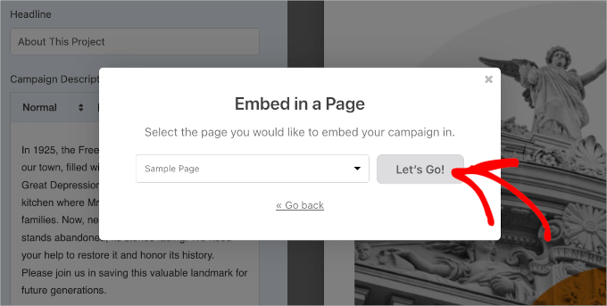 The Let's Go button The Let's Go button