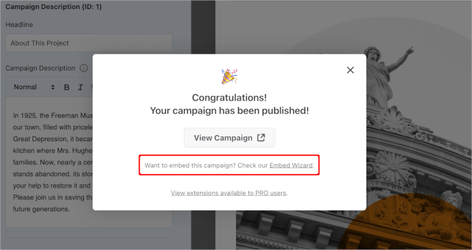 Charitable's embed wizard Charitable's embed wizard