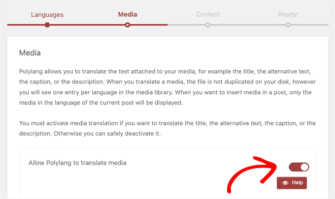 Polylang's media setup Polylang's media setup