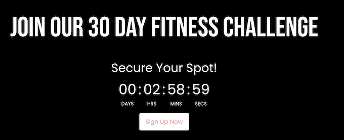 Un exemplu de cronometru, creat folosind HurryTimer și SeedProd