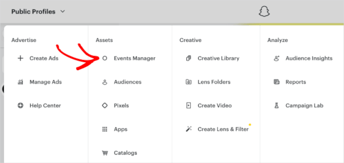 Snapchat events manager Snapchat events manager