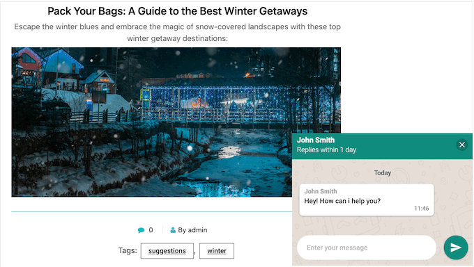 Buttonizer kullanılarak oluşturulmuş bir WhatsApp sohbet widget'ı örneği Buttonizer kullanılarak oluşturulmuş bir WhatsApp sohbet widget'ı örneği