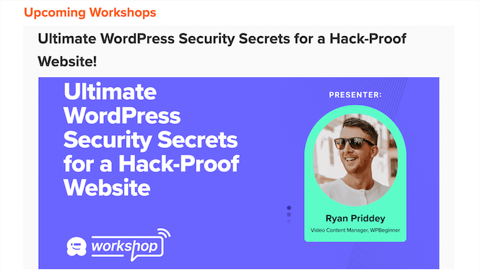 The WPBeginner live workshop
