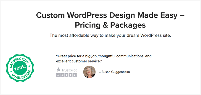 An example of customer reviews