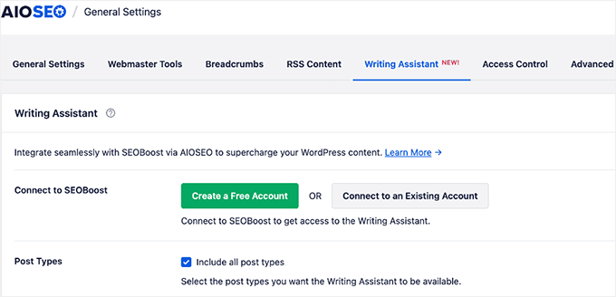 Assistente de escrita All in One SEO