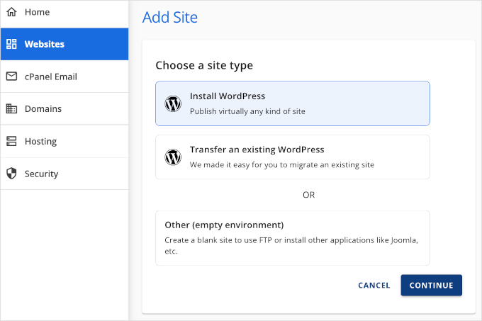 Install WordPress button in WordPress Install WordPress button in WordPress