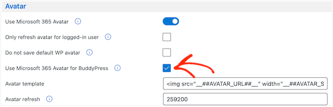 Używanie awatarów Microsoft 365 na Twojej stronie BuddyPress
