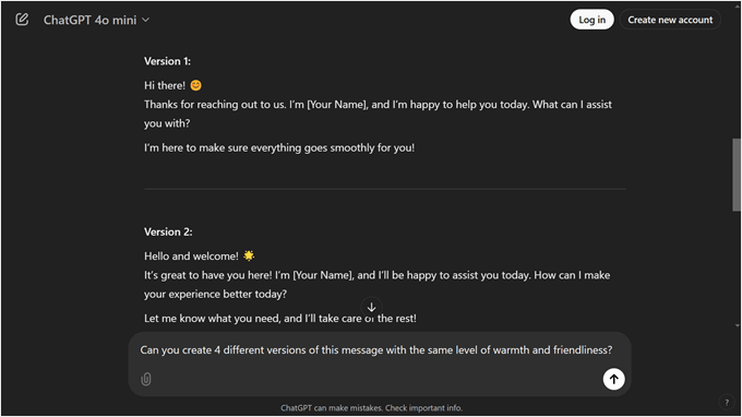Exempel på hur man använder ChatGPT för att skriva chatt-hälsningar