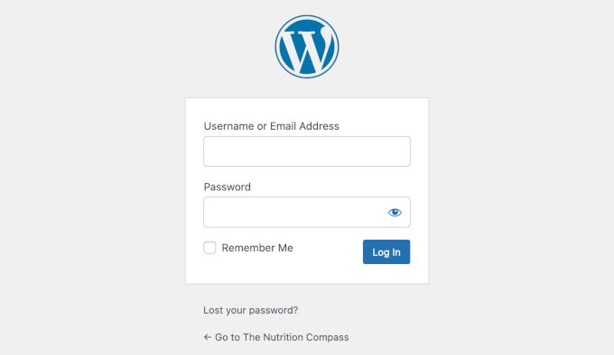WordPress login page